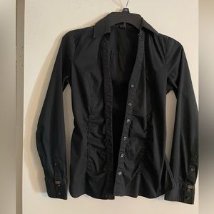 Express Studio Buttoned Shirt with Metallic Cuffs and Rouched Waist